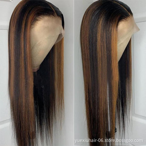 30 Inch Long Silky Straight Honey Blonde Highlight Piano Color 13X4 Transparent Lace Highlighted Virgin Hair Wig Hd Lace Wigs